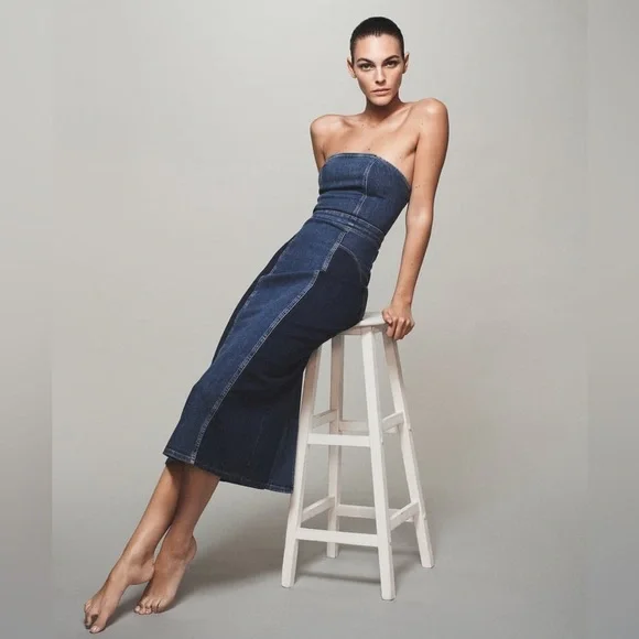 Zara Blue Patchwork Denim Dress - Picture 13 of 17